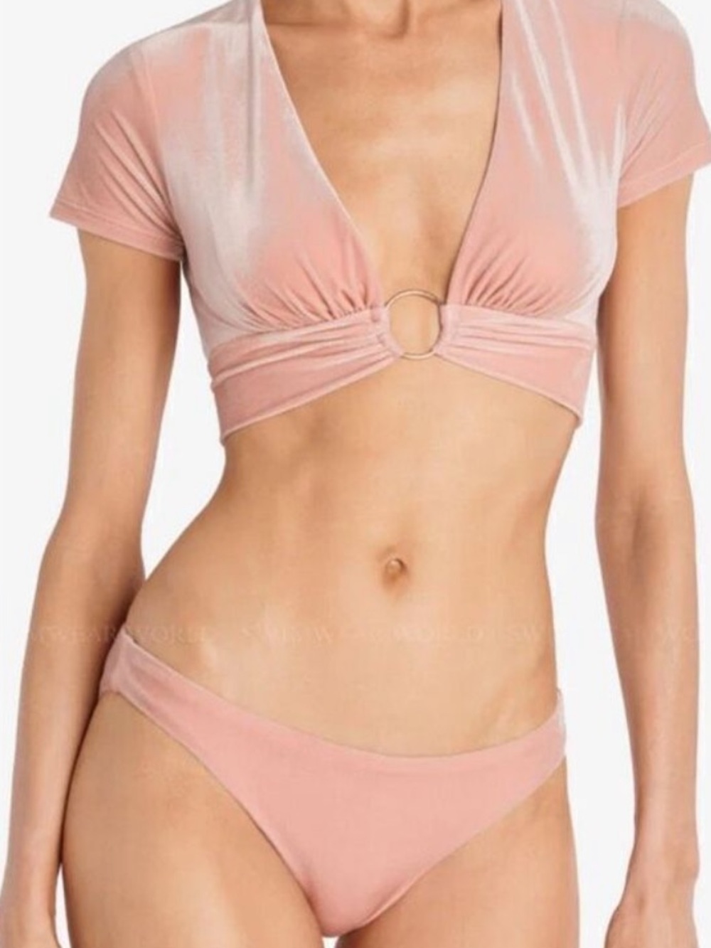 robin piccone blush pink velour bikini